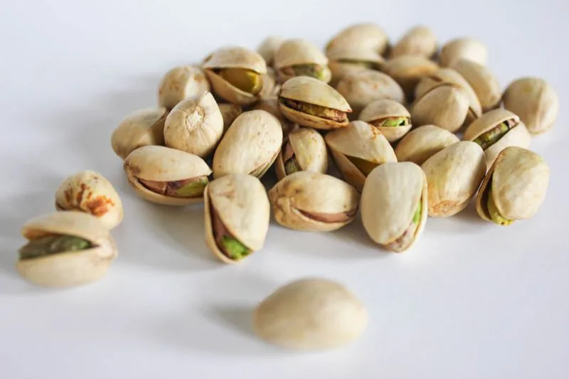 Close-up of in-shell pistachio nuts