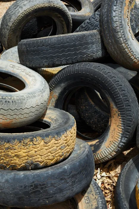Heap of used tyres